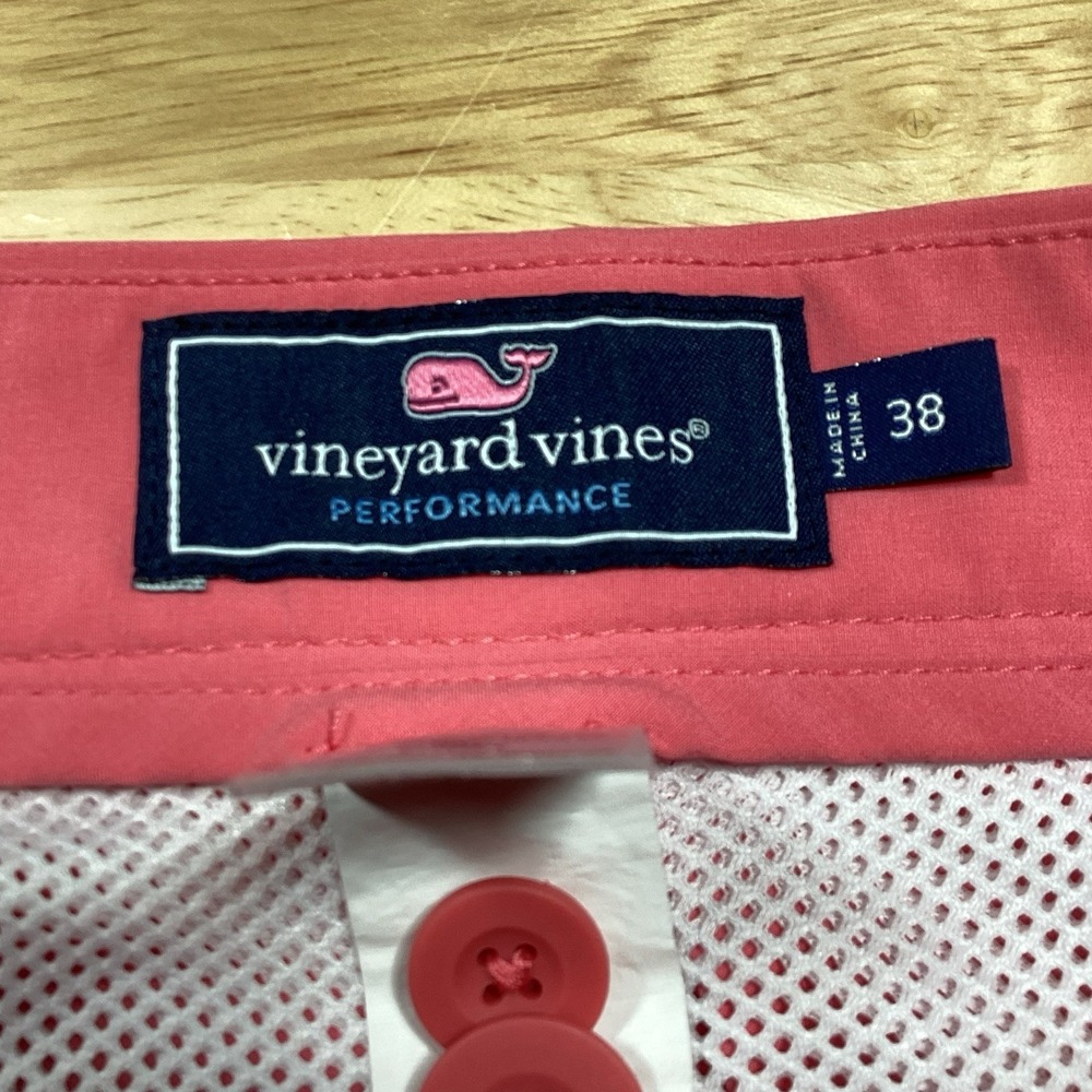 Vineyard Vines Shorts Mens 38 Salmon Flat Front Chino Lightweight- FLAWS - Picture 7 of 12